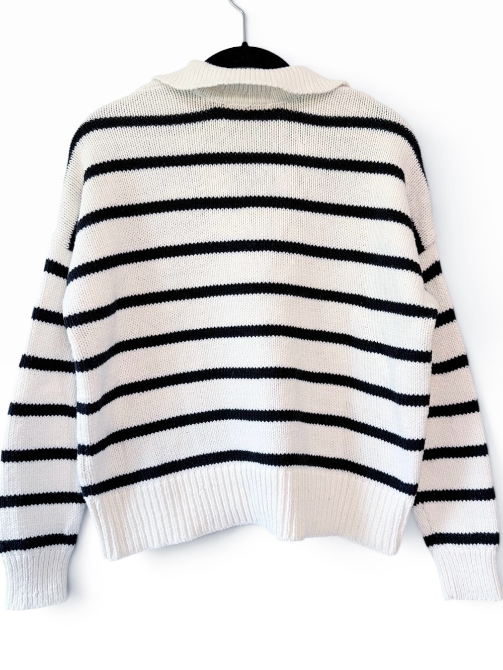 Madewell Dedham Striped Polo Sweater Anique Cream Stripe Size Small - Picture 5 of 8